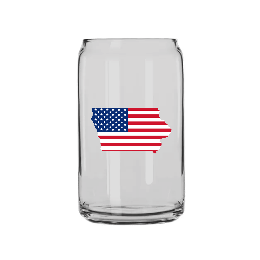 Wisconsin Stars & Stripes Can Glass