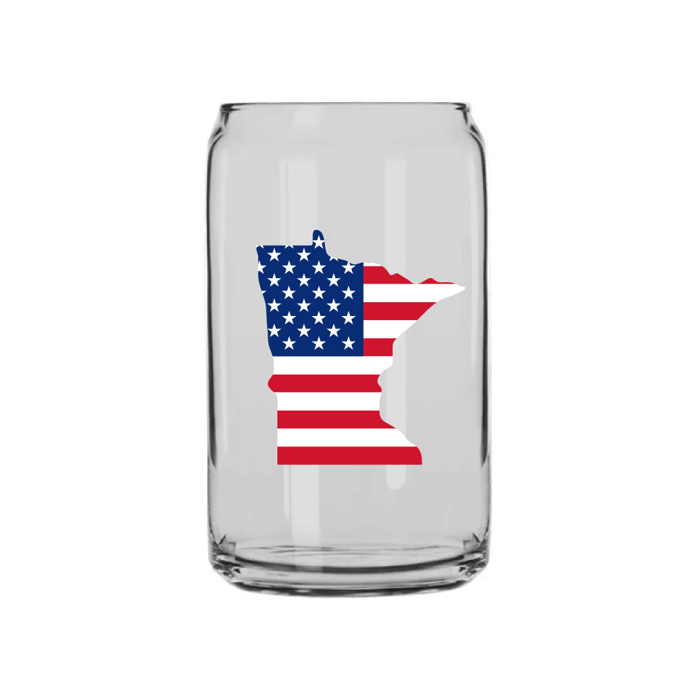 Minnesota Stars & Stripes Can Glass
