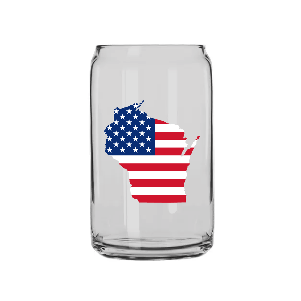 Iowa Stars & Stripes Can Glass