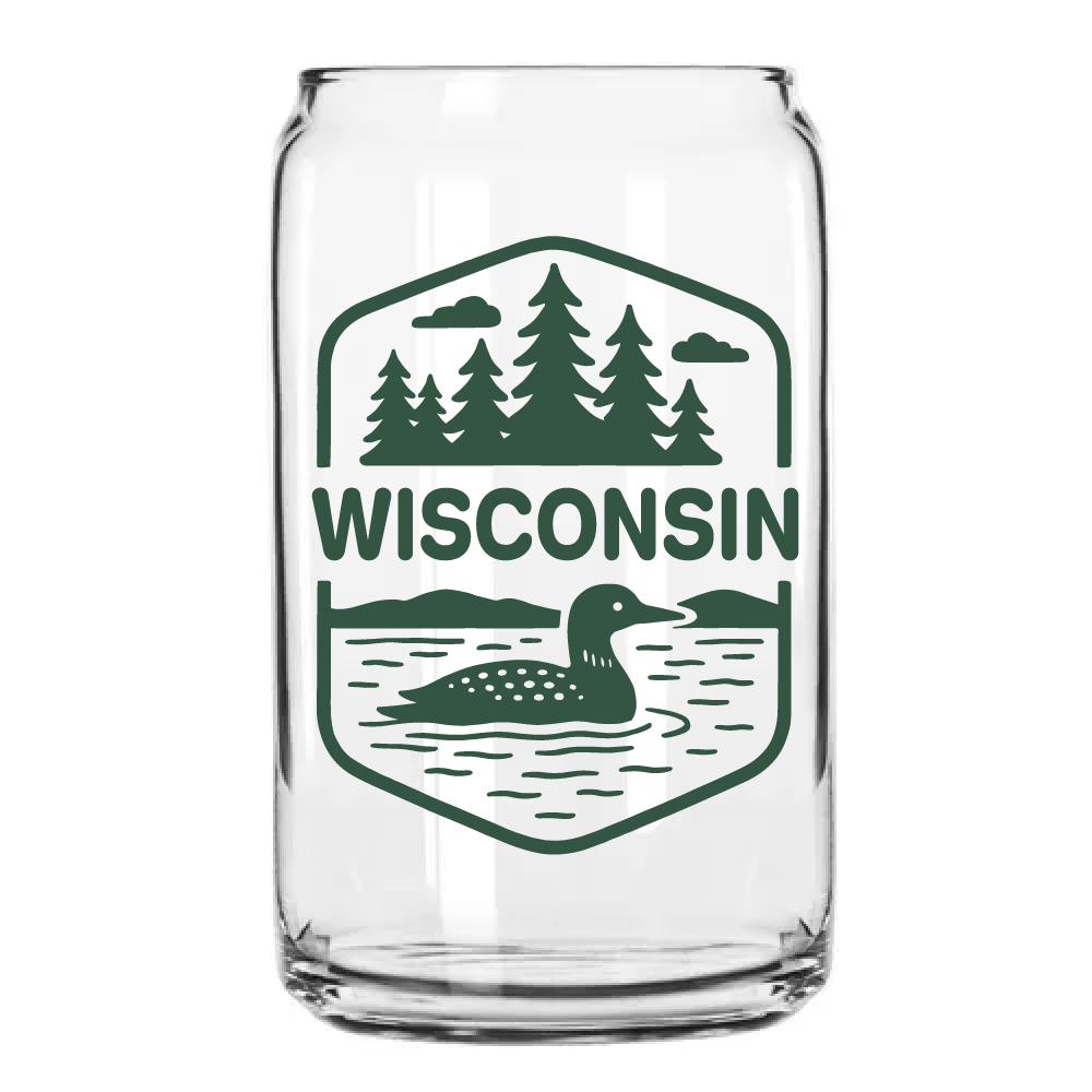 Wisconsin Loon Can Glass