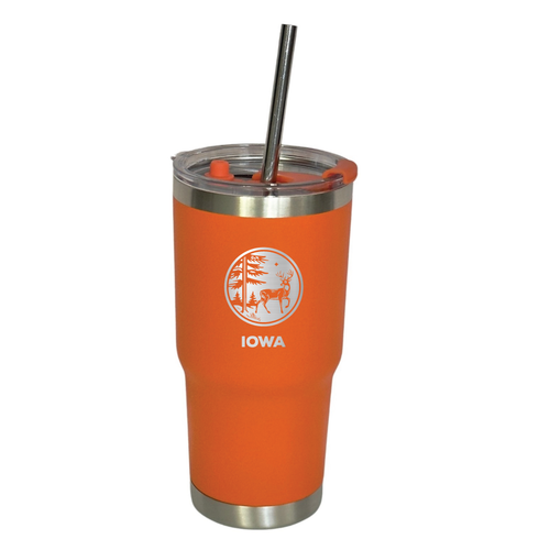Blaze Orange Engraved Water Bottle w/ Whitetail Design