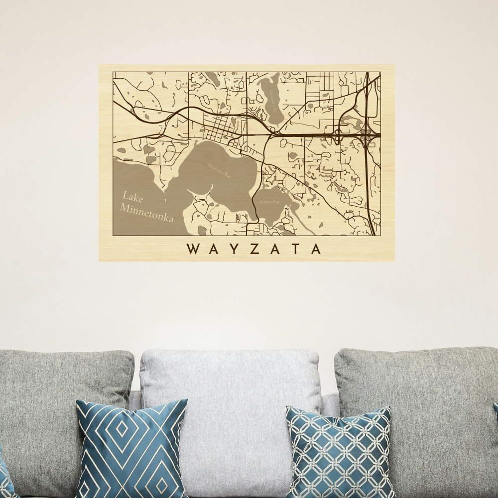 Engraved Wooden Decor Minnesota City Maps