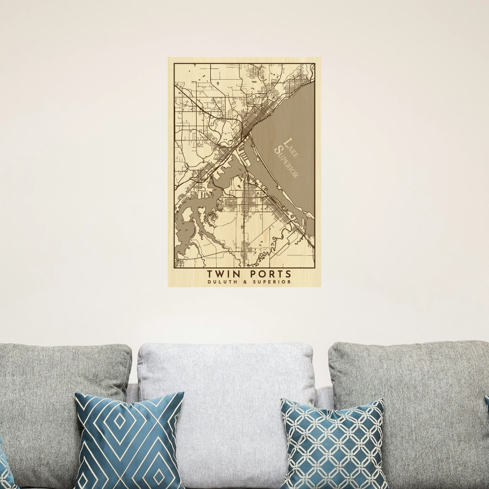 Engraved Wooden Decor Minnesota City Maps